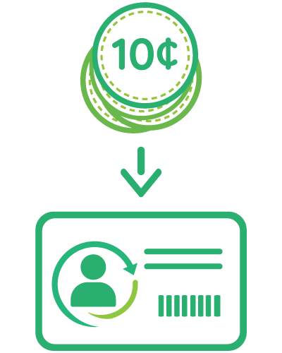 cash in 10 cents per container, in cash or direct to your bank